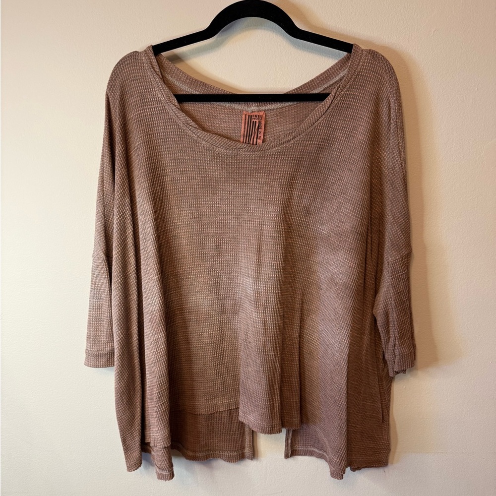 Free People Women's Relaxed Waffle Knit Top with Split Back